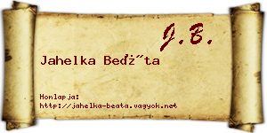 Jahelka Beáta névjegykártya